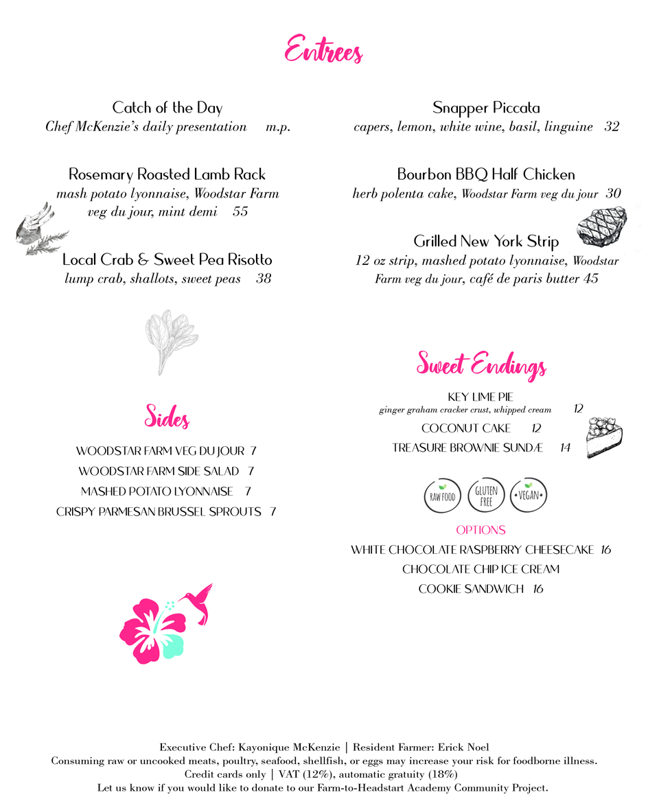 Dinner menu - mains.